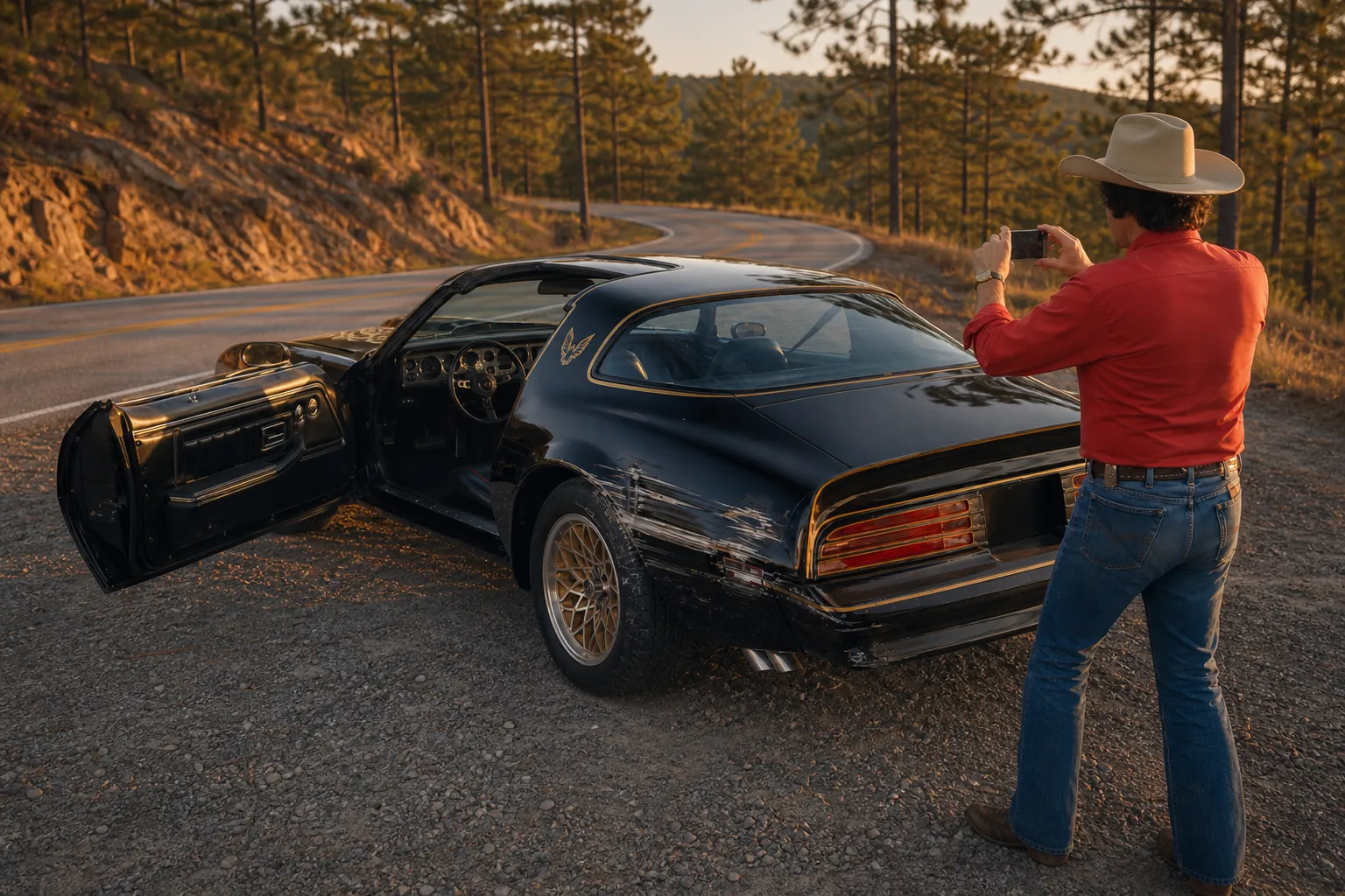 Person photographing a Trans Am for a quote